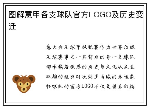 图解意甲各支球队官方LOGO及历史变迁
